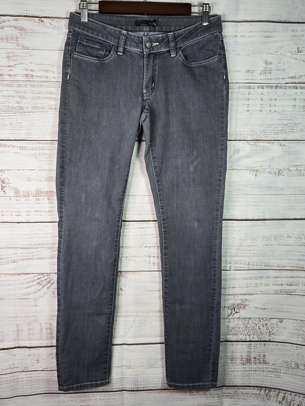 prAna Women’s 4/27 Gray Stretch Slim Straight Leg Jeans Casual Outdoor